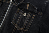 DIAGONAL CROP DENIM JACKET
