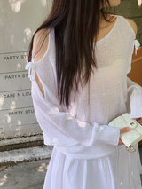 Shoulder Slit Ribbon Long Sleeve Knit (5color)