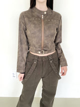 1059. Star stud suede crop jk (2color)