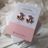 [CHUU Piercing] Heart Crystal and Ribbon Piercing - Rosegold