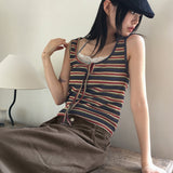 Titan color combination striped strap vest tank top sleeveless