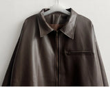 Renba Overfit Zipper Leather Jumper