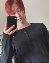 ウレン ウール ヘンリーネック ダブル ロングスリーブTシャツ