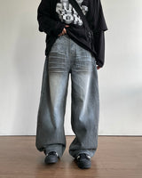 Gray Washing Denim Pants