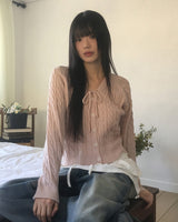 Narkle Twisted Ribbon String Knit Cardigan