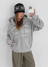 [MADE] Kukun Applique Fleece Hooded Zip-up