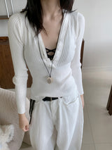 Secret Slim Fit Button Rib Knit & Lace Bra 2pcs