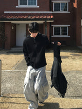 ラムスグレーカーゴカーブデニムパンツ