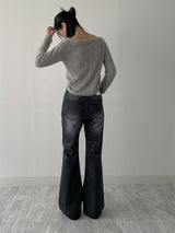 [unisex] 641キャットウォッシュ加工ブーツカットデニムパンツ