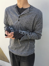 Karu Ribbed Henley Neck Button Long Sleeve 3C