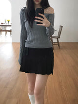 Ribbon One Shoulder Knitwear (4 colors)