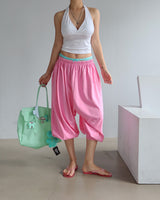 4 color banding harem baggy Aladdin half-length shorts