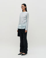 Glossy Frill Top _ SKY BLUE