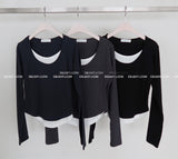 Coloring Layered U-Neck Long-Sleeved T-Shirt