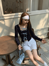 strap lace-up long-sleeved inner two-piece