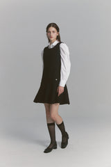 Back Ribbon Tweed Dress Black