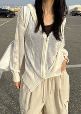 MESH KNIT HOOD ZIP-UP