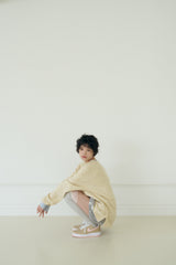KIKI HENLEY NECK WAFFLE TOP (BUTTER)