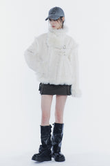 LUNA BELTED SHEARLING JACKET cream