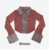 Esser leather color block shirt