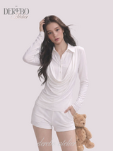 Lily Shirring Shirt Long Sleeve Top