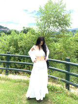  Garden Ethnic Lace Bustier & Long Maxi Skirt 2PCS SET (Ivory)