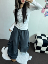 ロビン🤍プリンティングレザータトゥーロングスリーブTシャツ🩶🖤🤍3カラー