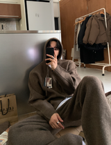 【セットアップ】Logane Maison ニットフーディー ジップアップ ワイドパンツ セット