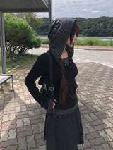 [MADE] Novin ストライプ カラーマッチング スナップフードボタン Tシャツ