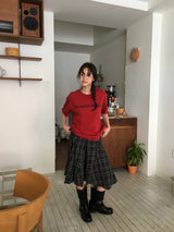 Rambo check midi skirt (2color)