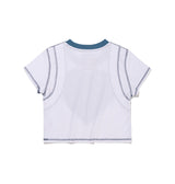Heart cutting crop T-shirt (Blue