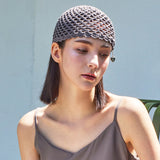 Heart Chain Crochet Short Beanie / Gray