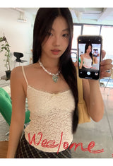 French Design Lace Sleeveless T-shirt