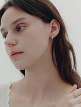 26SS★ Essence Heart Bezel Tennis One-Touch Earrings