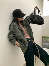 Retro straight capri denim pants