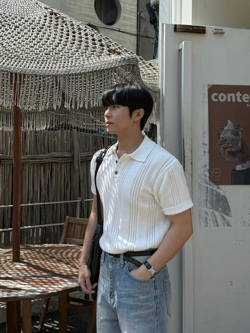 Dao placket collar knitwear