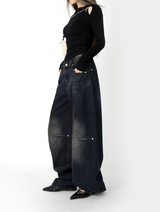 devil black over denim pants