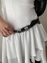 Unbalanced Square Sleeveless Slimming Frill Dress