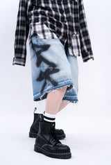BBD サイドスプレードカスタムデニムショーツ (Blue)
