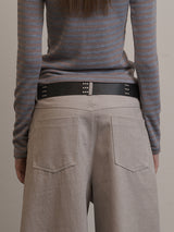 3X3 ANTIQUE LEATHER BELT BLACK