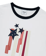FLAG APPLIQUE RINGER CROP TEE