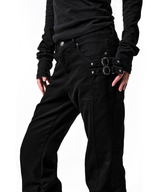 DOUBLE SIDE TAB BOOTS-CUT PANTS BLACK