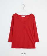 Bella Henley Neck Three Quarter Button Roll-Up T-Shirt