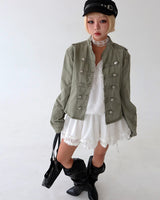 Napoleon Button Shoulder Straps Slim Jacket