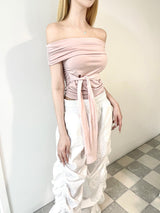 1271. Flap off chiffon ribbon crop top (4color)