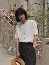Berry boucle short sleeve cardigan