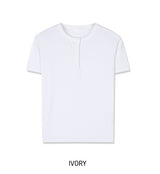 Montes Crop Henley Neck Short Sleeve T-shirt