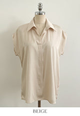 Roan Open Collar Cap Sleeve Blouse