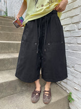 [unisex] チビ ダブルニー ワイド コットン バンディング パンツ