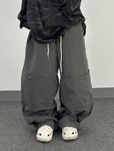 fold double-knee cotton pants